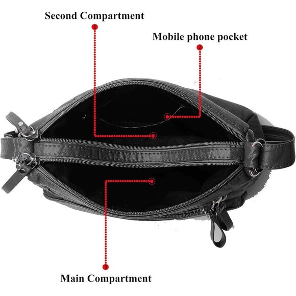 🆕  Volganik Rock PU Leather Shoulder Bag Women Black Soft Pocketbooks Purse - Picture 6 of 6